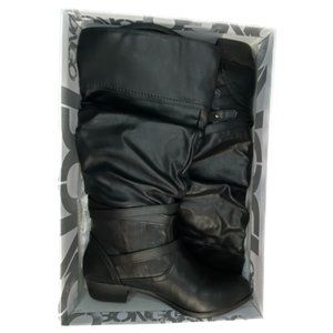 Bongo Women's Peyton Slouch Knee High Boots, MEDWIDE Black